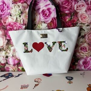 White Tote Bag with Floral LOVE Design